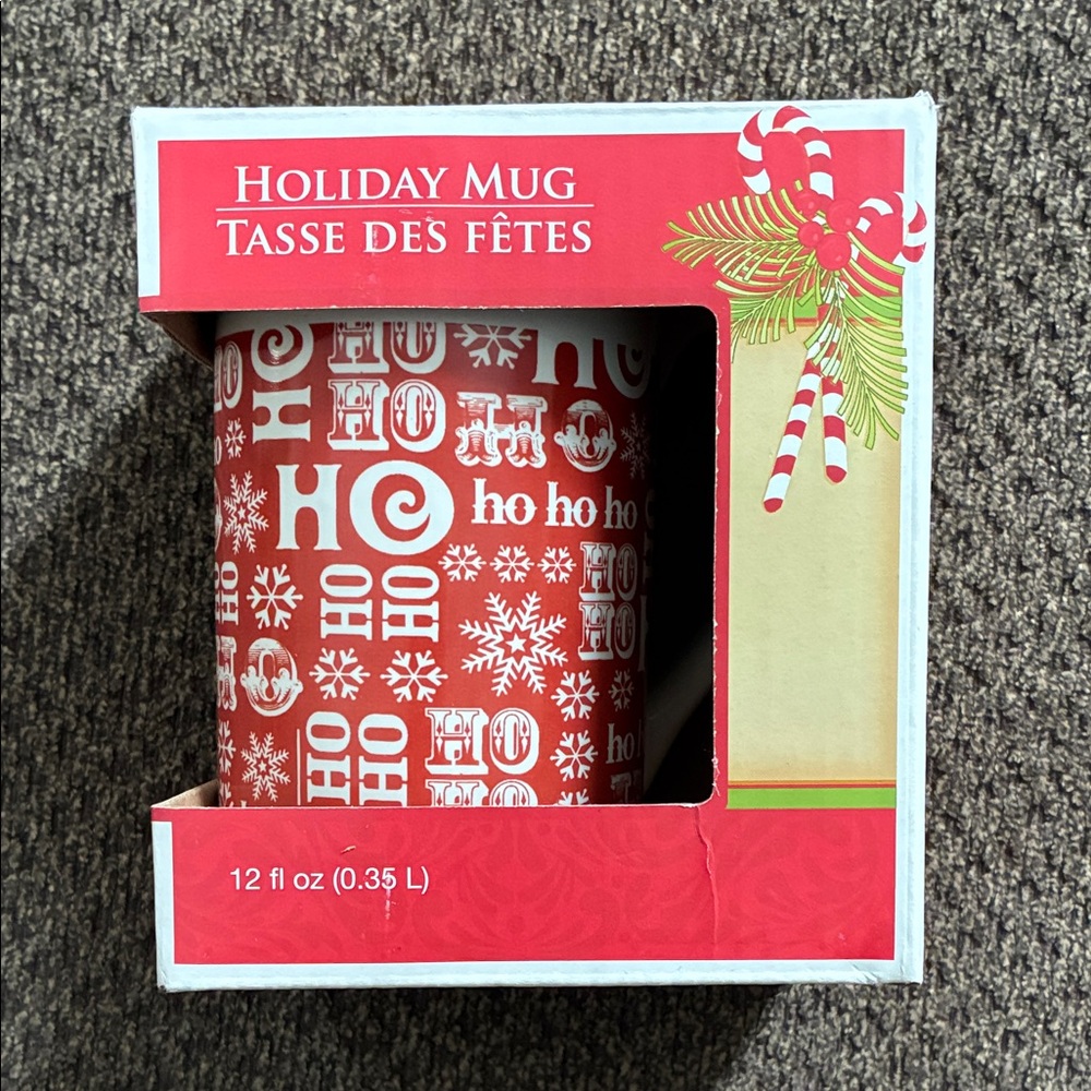 New Royal Norfolk 12oz "Ho Ho Ho" Holiday Christmas Mug - Mfg Defects see pics